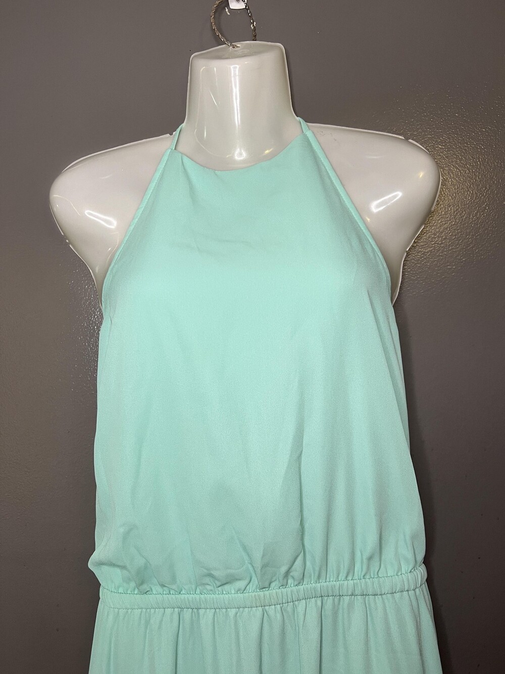 Show Me Your MuMu Dress Womens Large Green Halter Backless Chiffon Maxi Slit